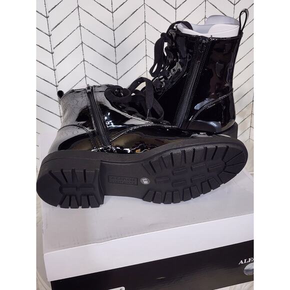 Alfani Terissa Women’s Lace-Up Combat Boots – Glossy Ankle Booties - Black - Picture 5 of 10